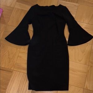 Elegant Black Bell Sleeve Dress